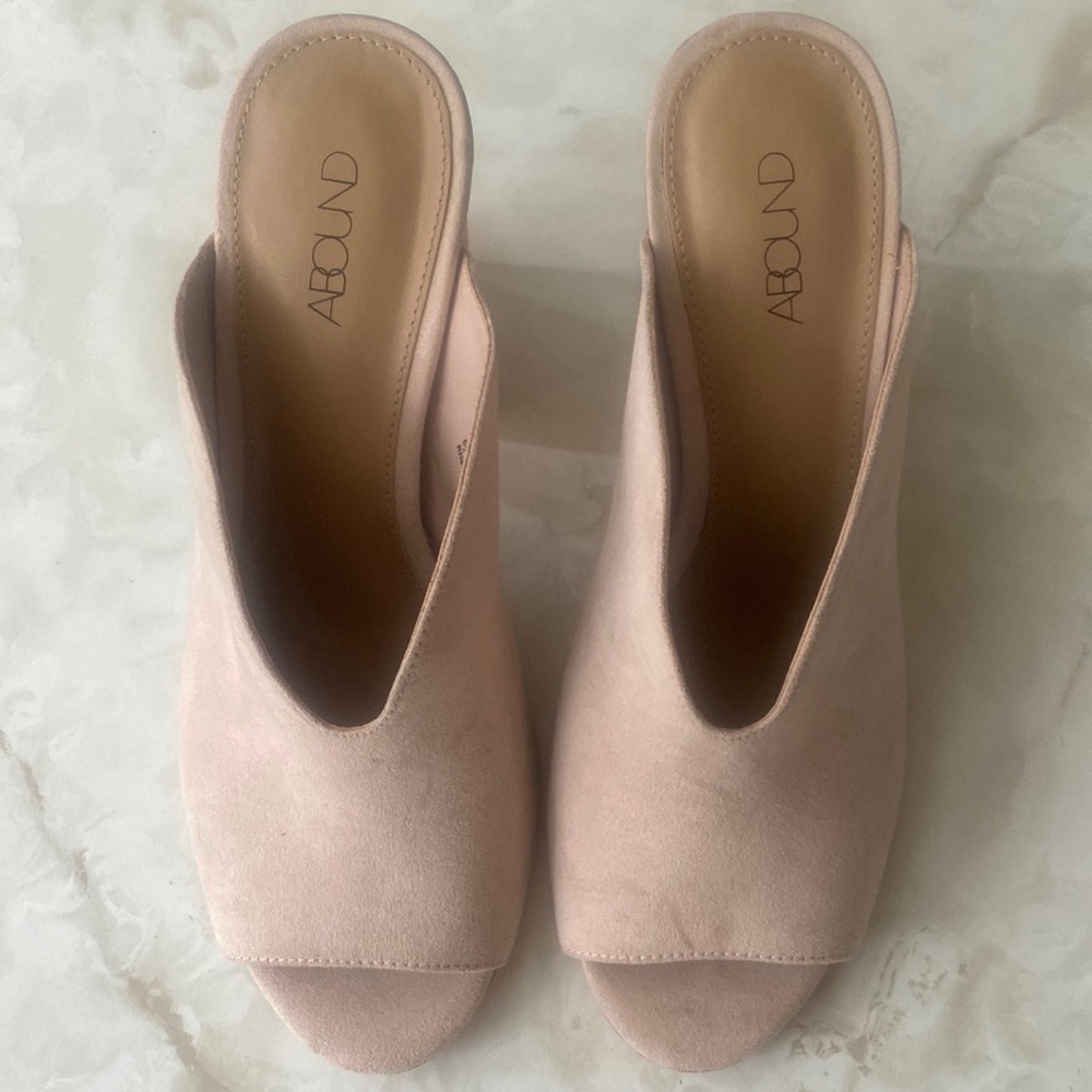 Abound Pink Suede Slip On Chunky Block Heels, 6 1/2